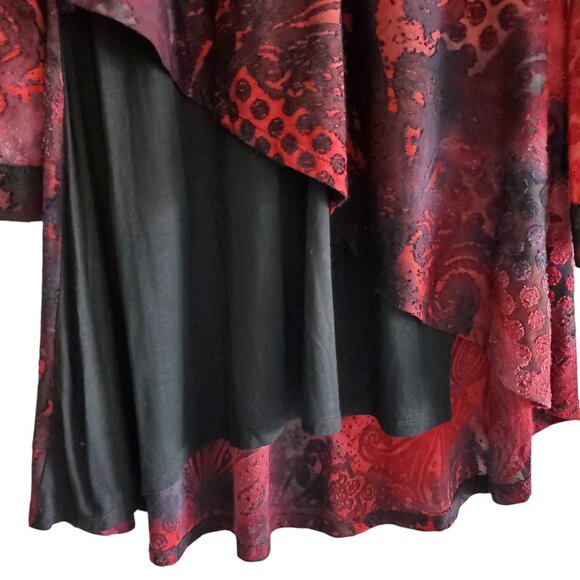 Asymmetric Long Sleeved. Button Down Mix Media Blouse Size Small - Picture 3 of 7